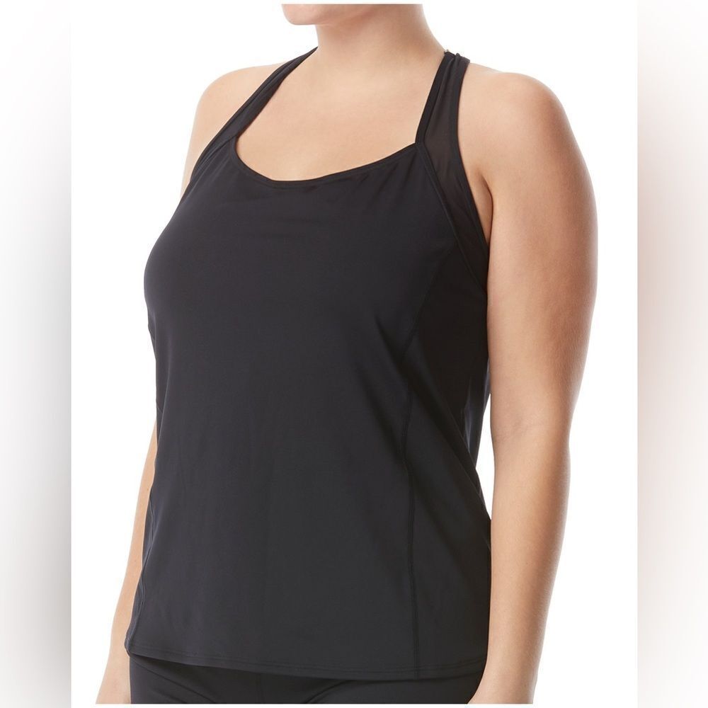 TYR Top Women’s 2X Sonia Solid Black Racerback Tank NWT